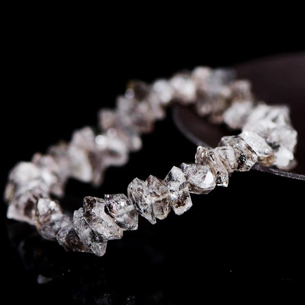 Natural Herkimer Diamond Bracelet Double Pointed Crystal Quartz Hand Chain Real Gemstone for Festival Gifts Fashion Jewelry