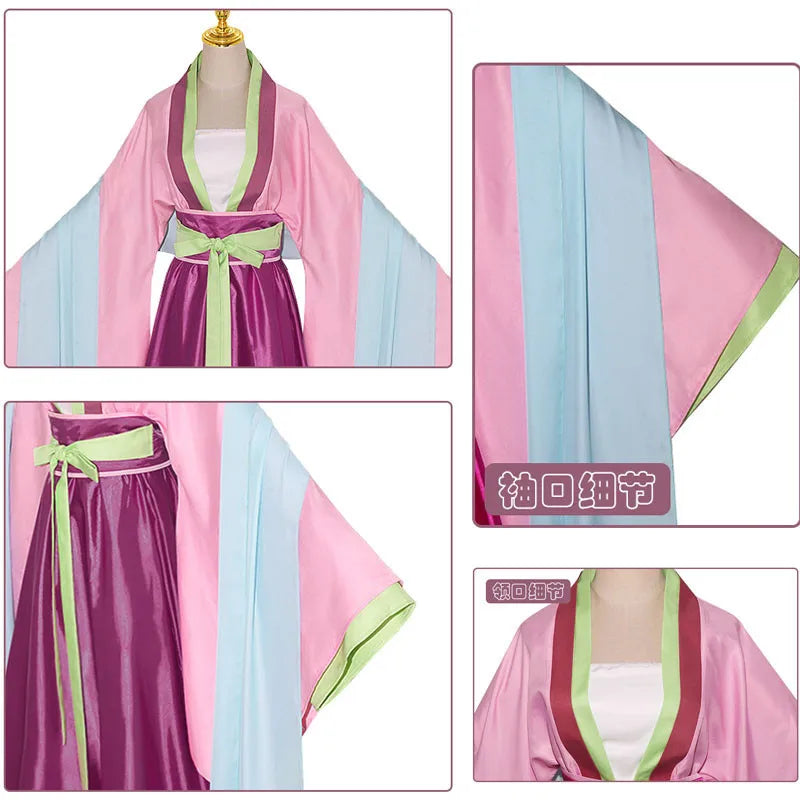 Maomao Cosplay Costume Wig Anime The Apothecary Mao Mao Plus Size Pink Dress Halloween Party for Women