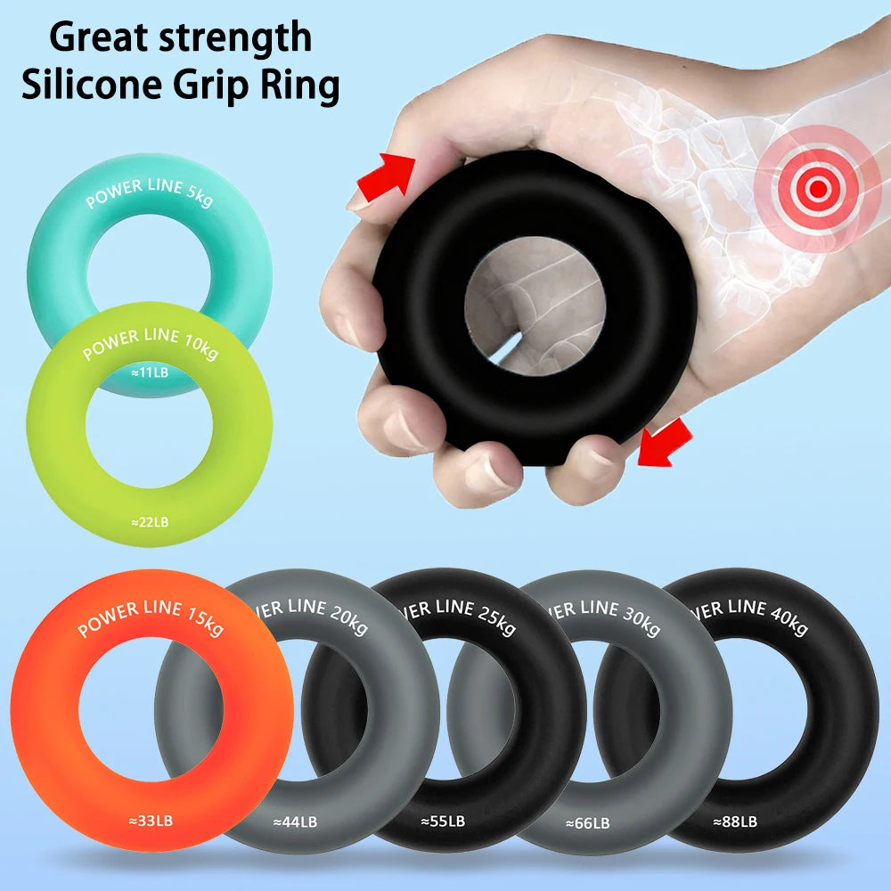 Silicone Hand Trainer Finger Gripper Ring Hand Power Gripper Ring Stress Relief Gym Home Workout Exercise Fitness Equipment