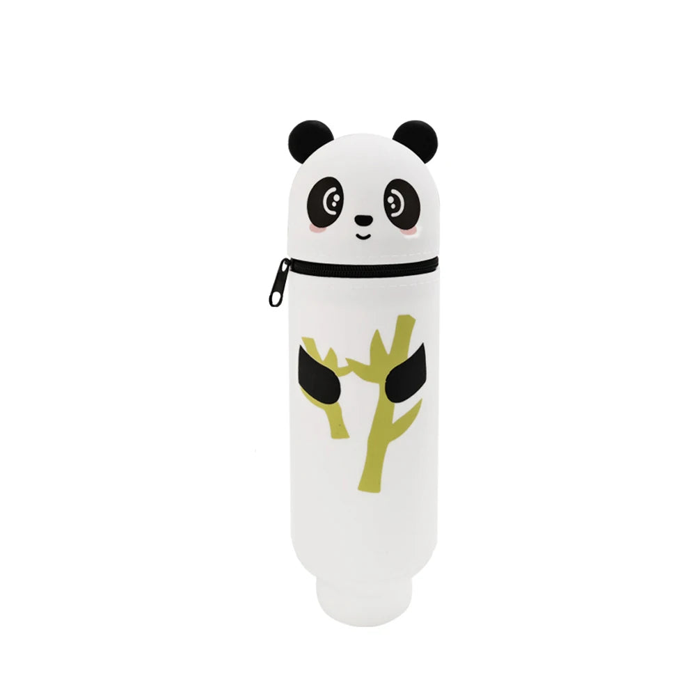Silicone Cartoon Pencil Case with Zipper, Stand Up Organizer for Kids School Supplies
