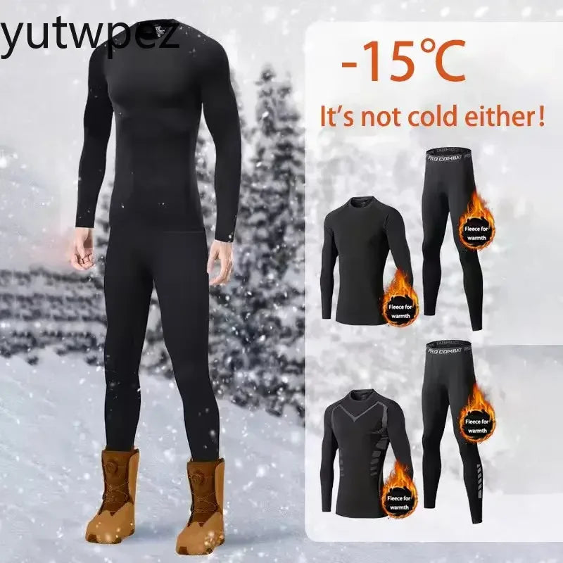 Ski Thermal Underwear Set 2-piece Tracksuit Snowboard Tight-fitting Winter Cold Weather Protective Suit Elastic and Breathable