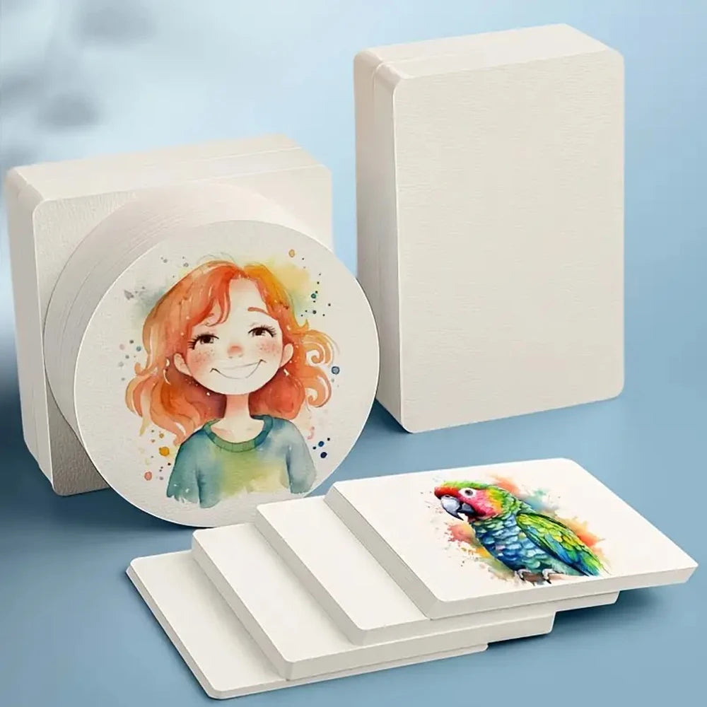 10-400 Sheets Professional Square/Round Watercolor Paper 300g Water Color Paper Postcard for Painting School Kids Sketching Draw