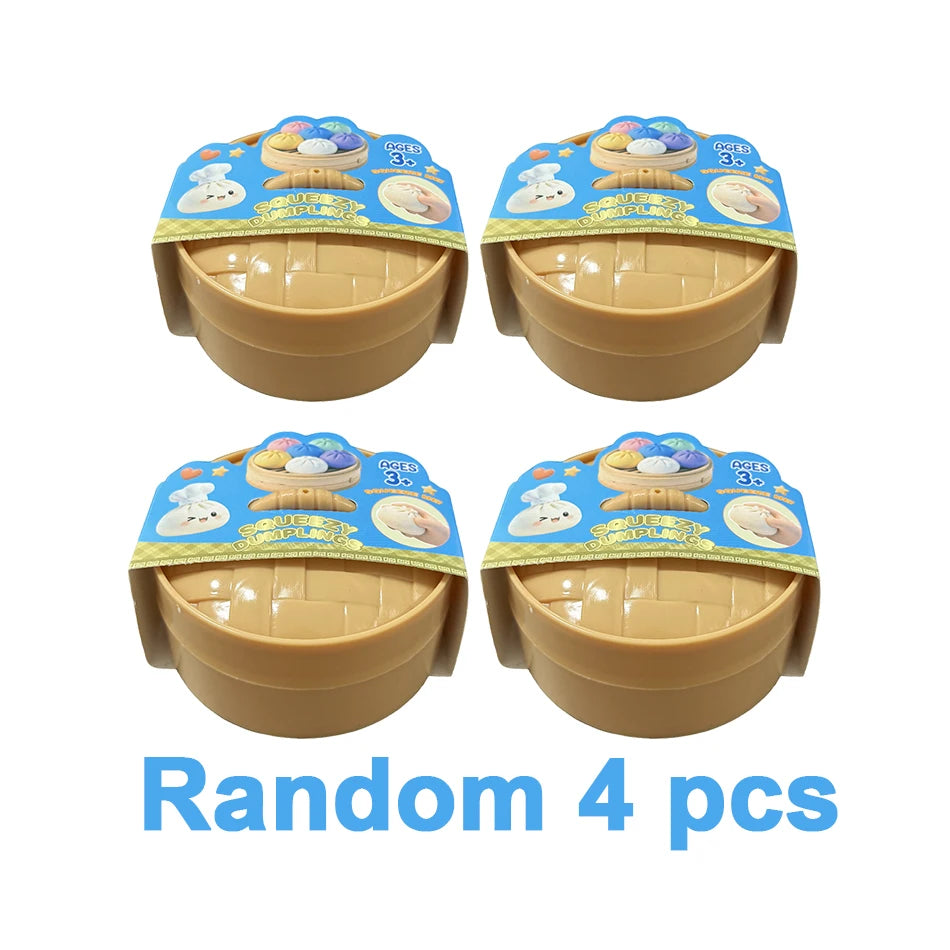 Realistic Giant Dumpling Squeeze Toy with Bamboo Steamer Soft TPR Dough Ball Decompression Fidget Toy Creative Funny Gift
