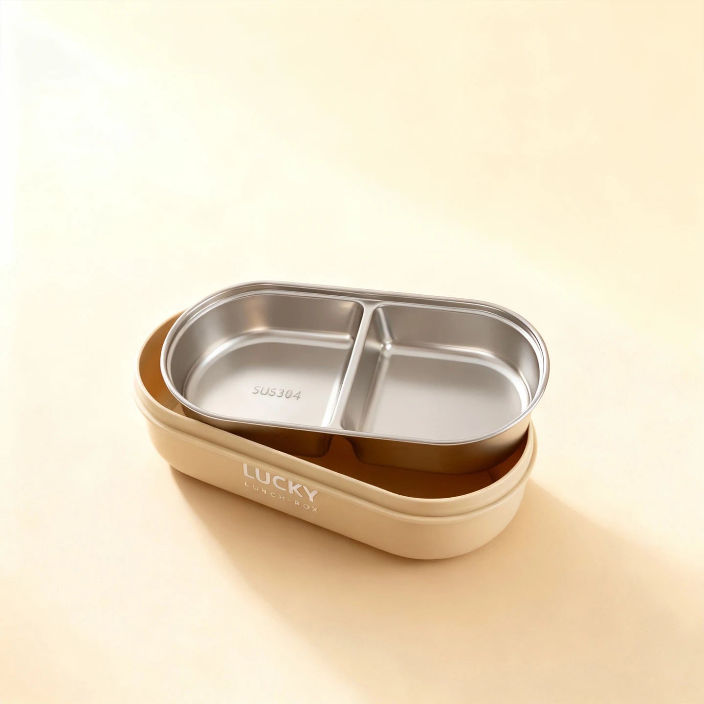WORTHBUY 304 Stainless Steel Oval Insulated Lunch Box For Kids Student Portable Leak Proof Divided Food Container Microwave Safe