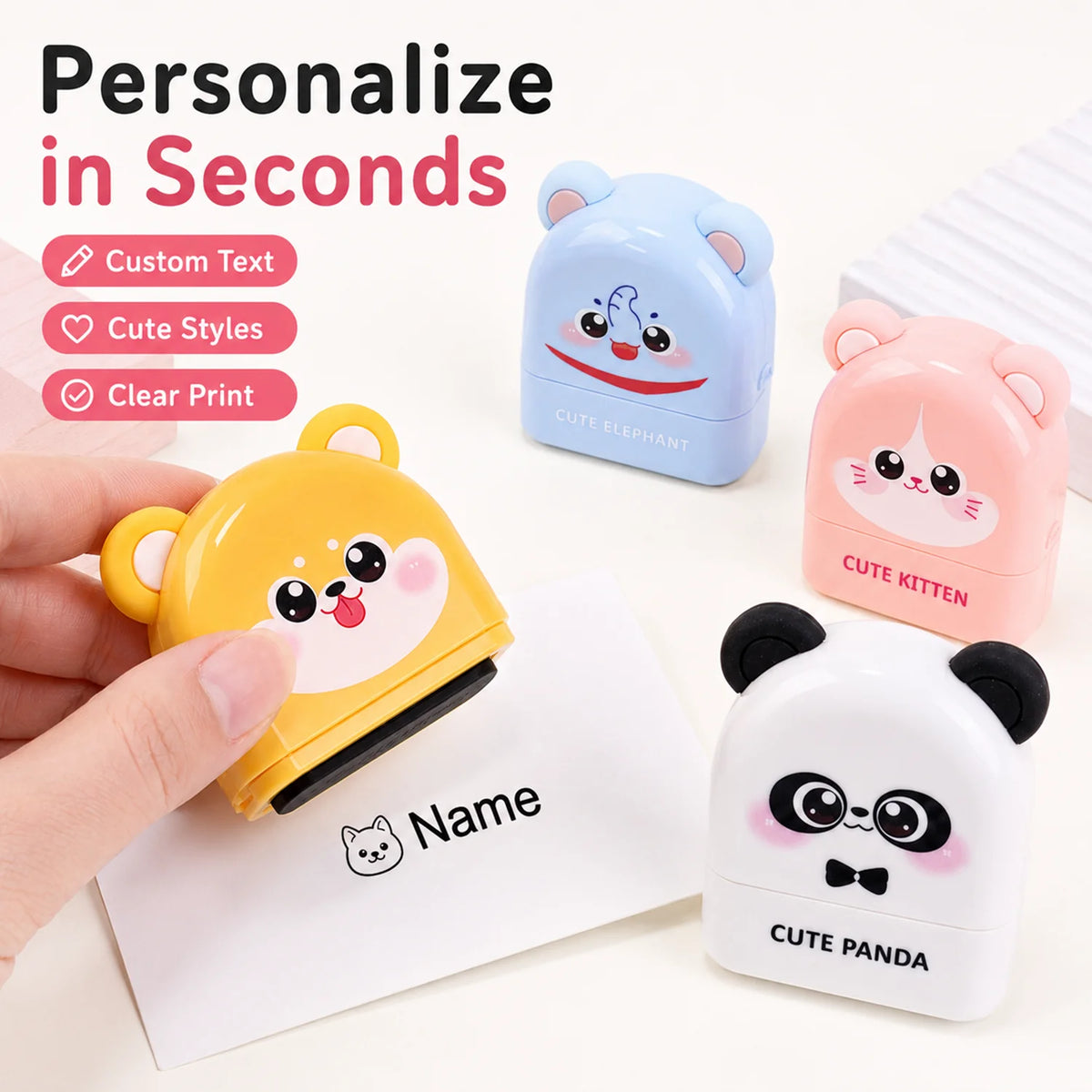 Personalized Name Stamp – Waterproof Self-Inking Clothing Label Stamp for Kids
