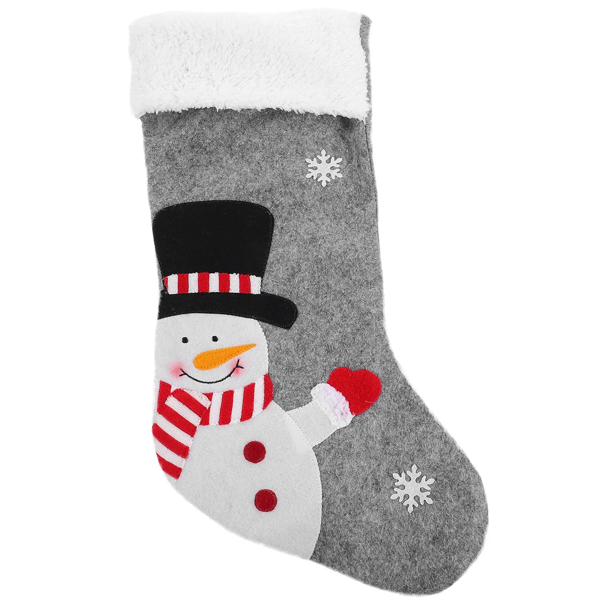 Christmas Snowman Stocking Bag Premium Fabric Adorable Snowman Pattern Festive Home Garden Decor Hanging Ornament Tree Decor