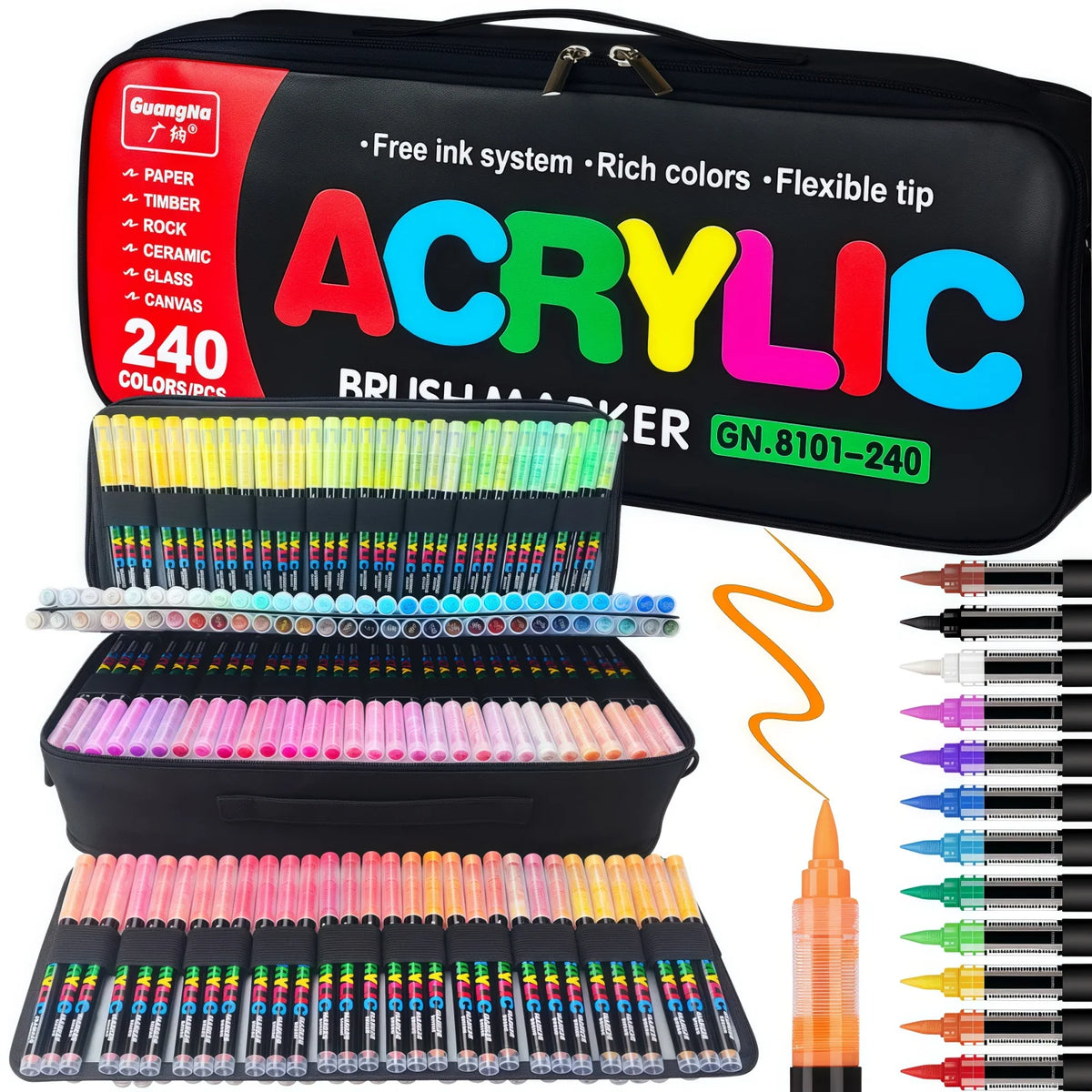 Acrylic Paint Soft Brush Markers Set, Soft Brush Tip Paint Pens and Paint Markers, Acrylic Paint Pens for Wood, Stone, Canvas