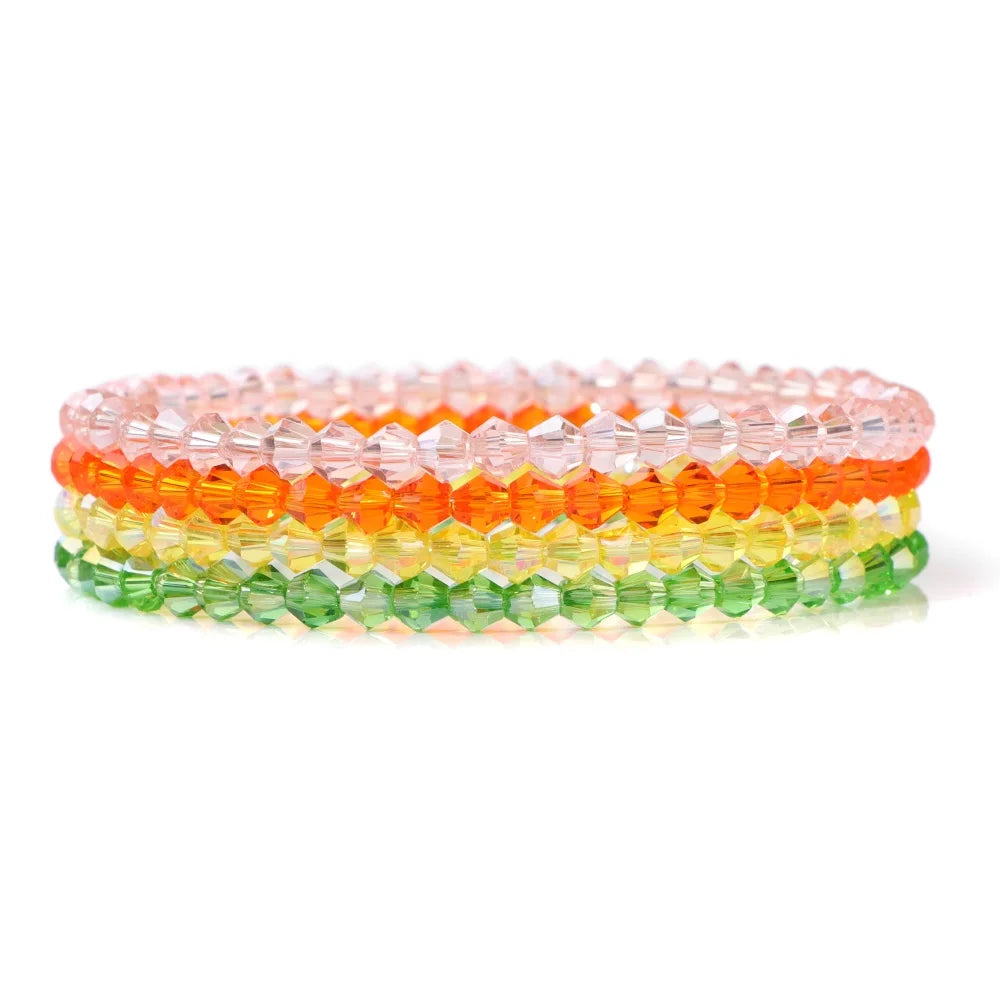 4Pcs/Set Crystal Bracelets For Women Girls Natural Stone Beads Bracelets Grey pink White blue series Crystal Fashion Jewelry