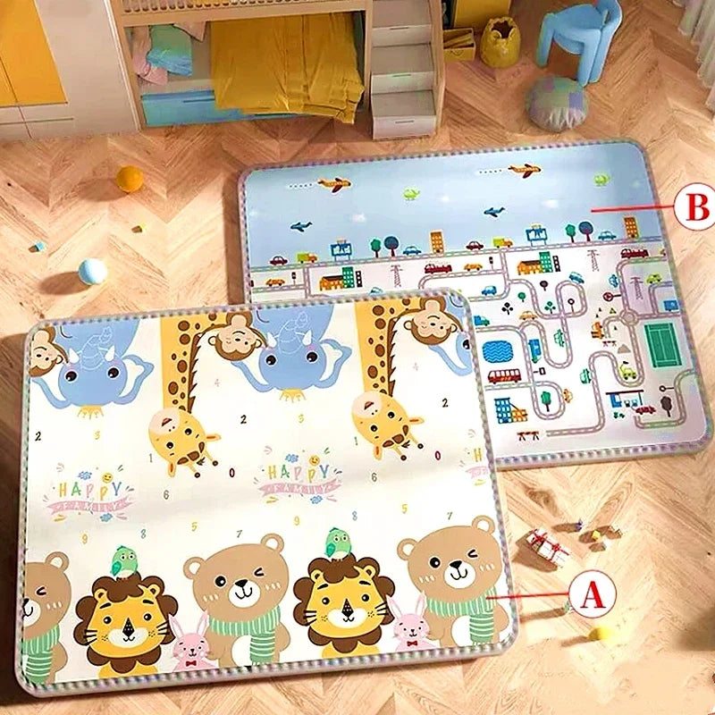 Baby Play Mats Doubel Sided Animals Kids Rug Educational Toys for Children Soft Floor Toddler Crawling Carpet Game Activity Gym