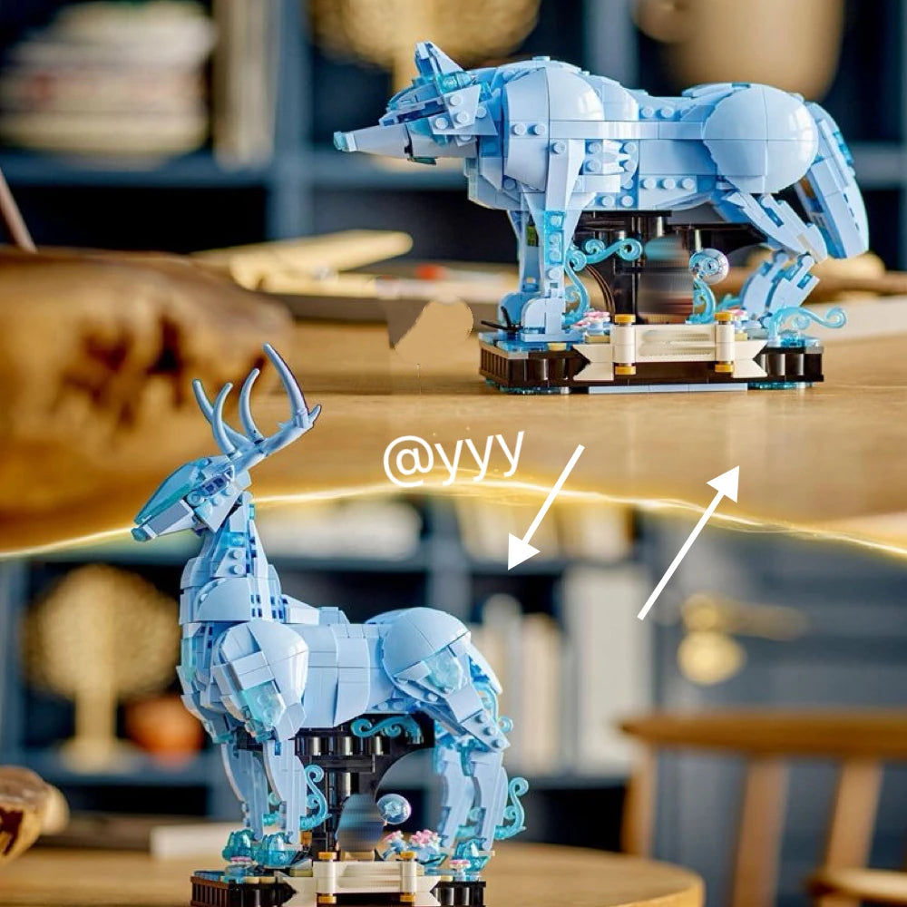 754Pcs Blue Magical Stag, 2-in-1 STEM Bricks Toy, Ideal Birthday Christmas Gift for Teens & Kids