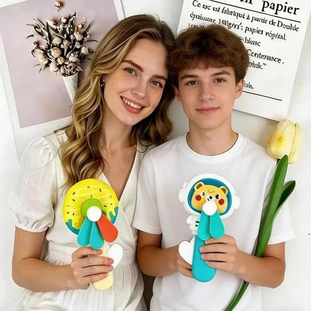 Cute Cartoon Hand Press Fan Portable Mini Summer Cooling Gadget for Adults Outdoor Camping and Daily Use Gift