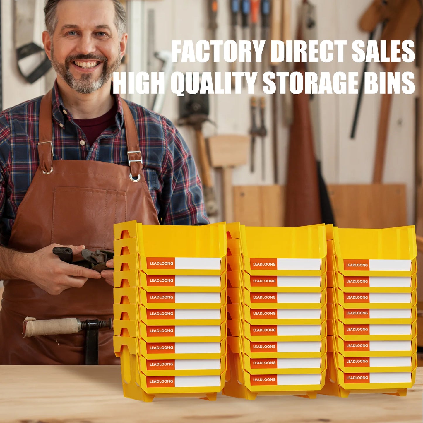6/24Pcs 5"x4"x3" Freestanding Tiered Storage Bins - Stackable/Hanging Garage Containers for Tools & Parts - Heavy-Duty Organizer