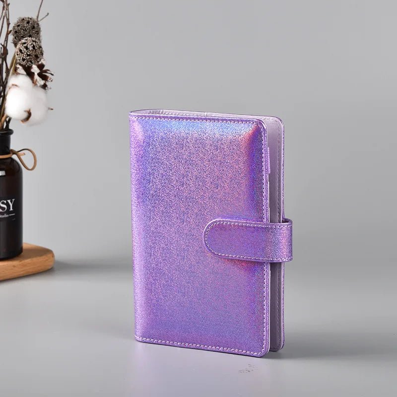 A6/A5 Macaroon Glitter Color PU Leather DIY Binder Only Cover Diary Agenda Planner Paper Cover School Stationery