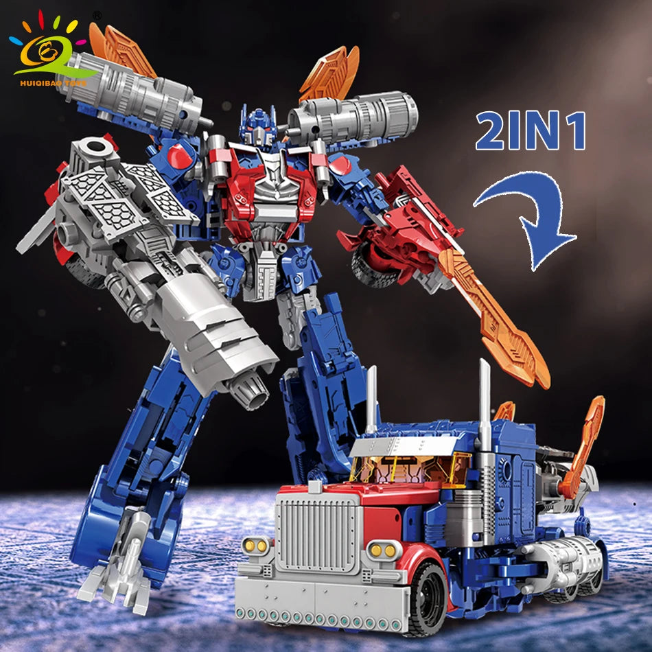 2IN1 Transformation Toys Robot Car Alloy Plastic Movie Anime Action Figures Deformed Mecha Warrior Model Toy for Children Gifts