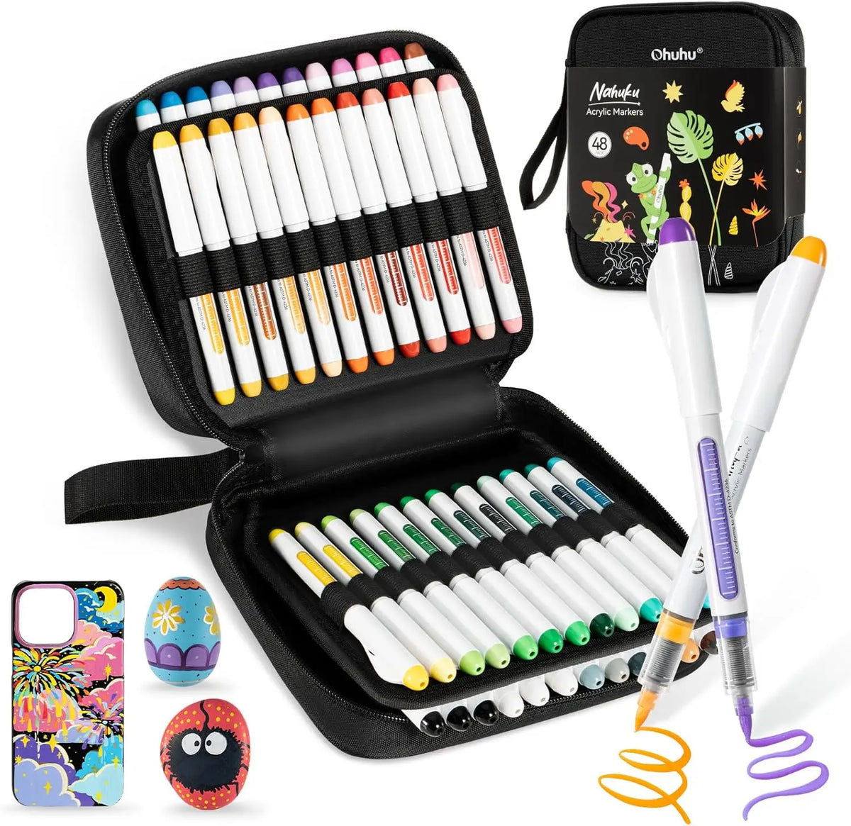 Ohuhu Nahuku Direct-ink Acrylic Markers Acrylic Paint Markers Direct Liquid Flexible Brush Tip High Opacity Paint Pens Lightfast