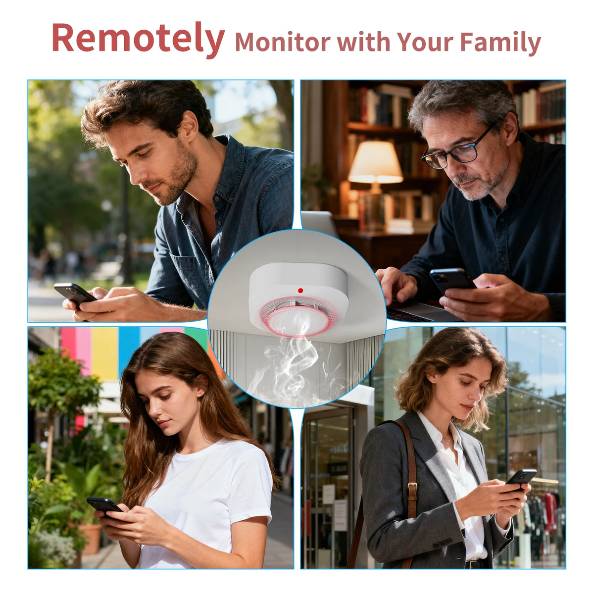 Tuya WiFi Smoke Detector 90dB Sound Alarm App Push Notifications Sensor For Home Industrial  Hotel Security