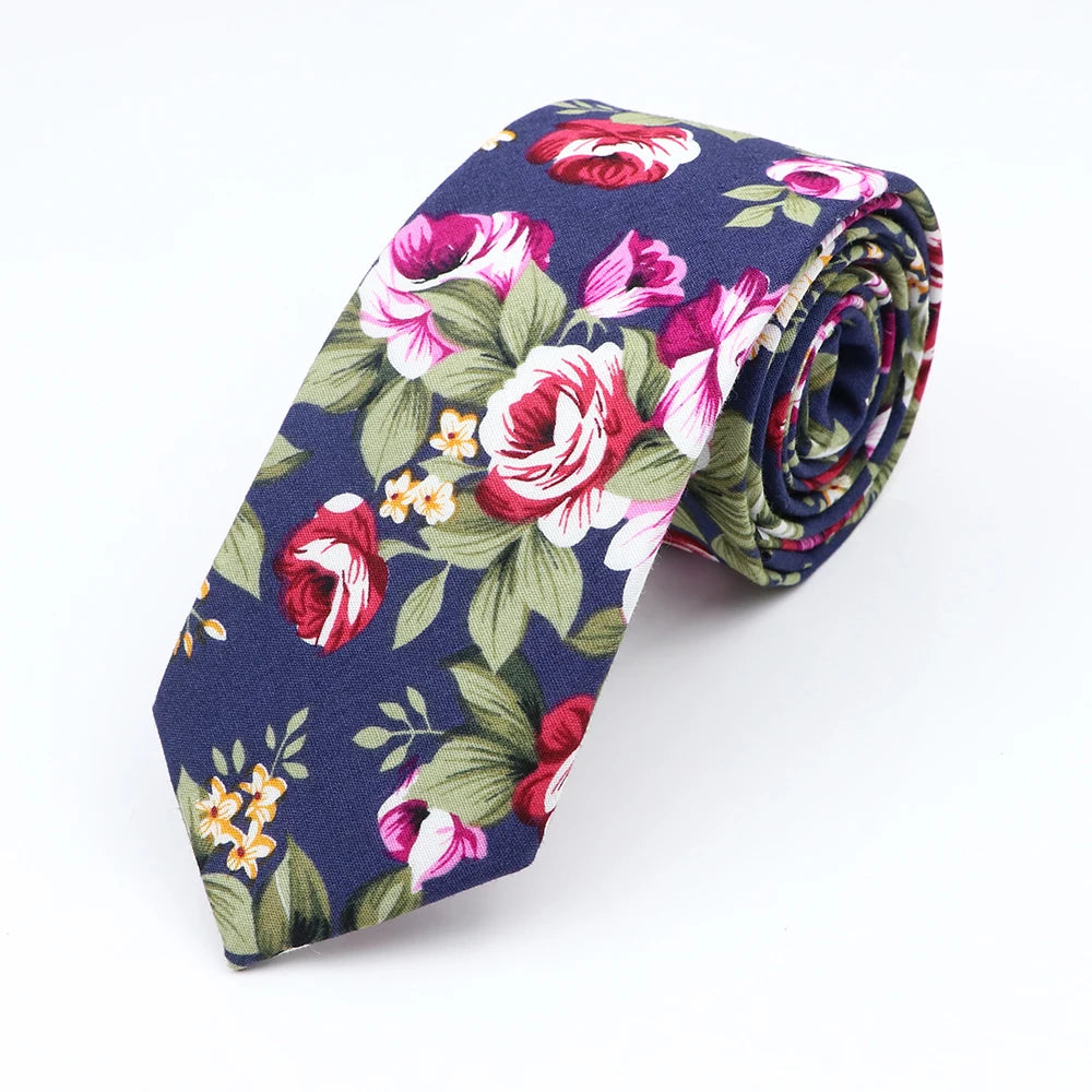 New Floral Elegant Tie For Men Women 100% Cotton Beautiful Flower Paisley Necktie Narrow Skinny Cravat Wedding Casual Corbatas