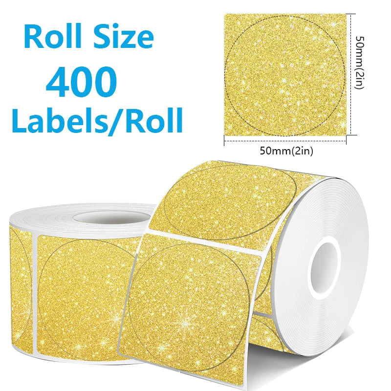 FOR Phomemo 241BT 246S D520 50mm LABEL Holographic Silver Laser Gold Gradient Thanks Card Sticker for LOGO Barcode Birthday