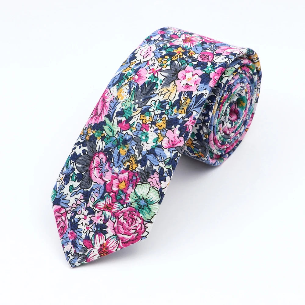 New Floral Elegant Tie For Men Women 100% Cotton Beautiful Flower Paisley Necktie Narrow Skinny Cravat Wedding Casual Corbatas