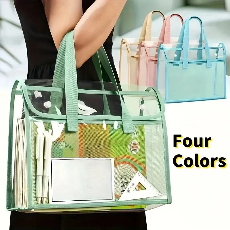 Transparent Expandable File Bag, High-quality Portable Transparent Folder, Book and Stationery Storage Bag, A4 Paper File Storage, Suitable for Office, School, Easter, Thanksgiving and Other Activities