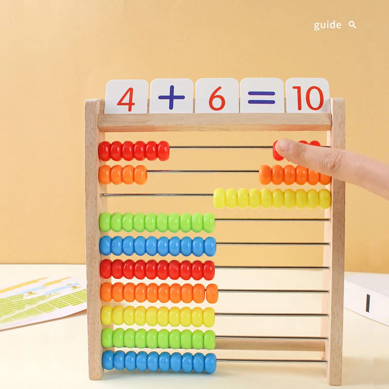 Wooden Counting Toy Abacus Montessori Education Math Toy Children Rainbow Counting Beads Addition Subtraction Operation Learning