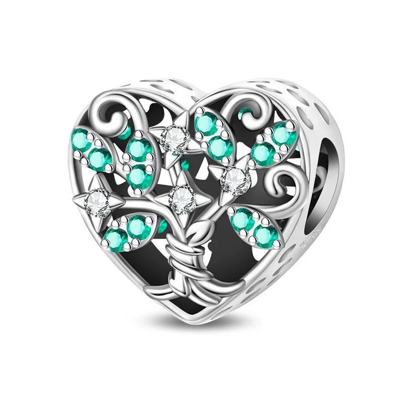 925 Silver Family Series Mother Daughter Splittable Heart Mom Charm Beads Fit Necklace Bracelet Mother's Day DIY Jewellery Gifts
