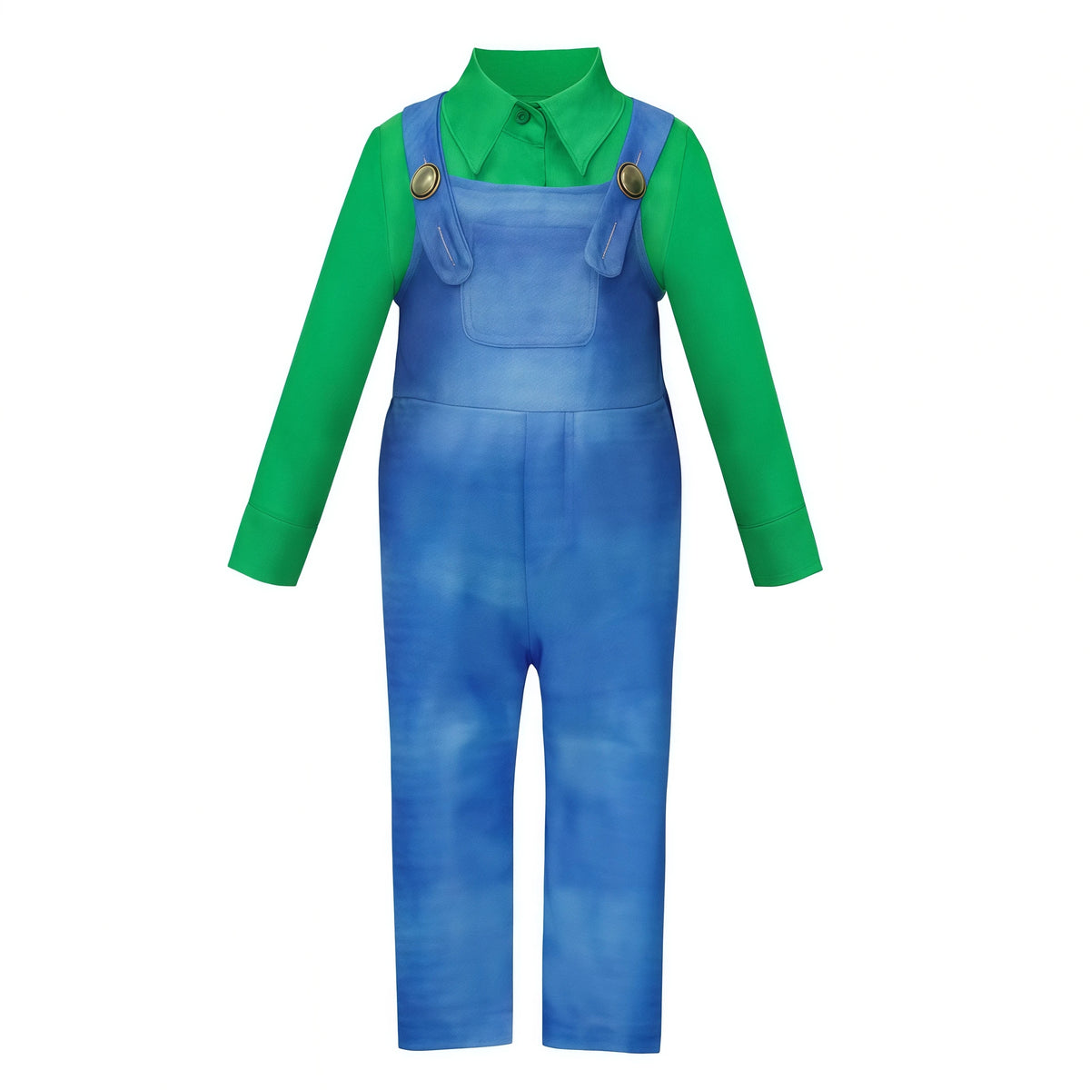 Anime Luigi Bros Game Cosplay Costume Boys Shirt Overall With Accessories For Kids Halloween Birthday Party Performance Outfits