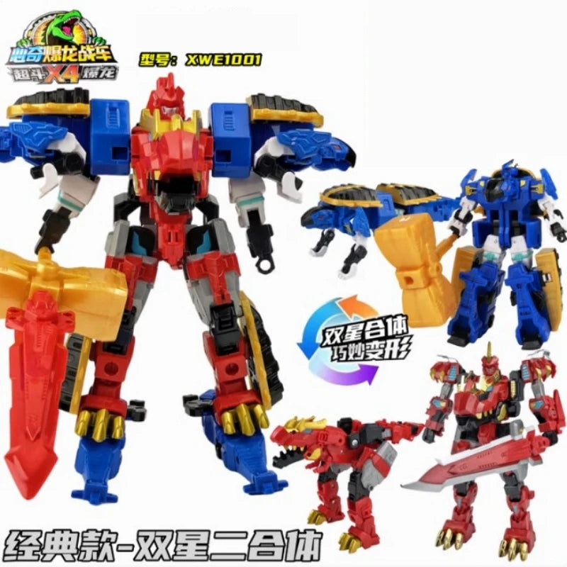 Classic Edition Burst Dragon Attle Car X4 Super Fighting Dinosaur Combined Transformation Robot Tyrannosaurus Kids Toys Gifts