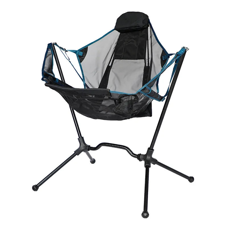 Portable outdoor camping swing rocking chair lightweight durable stable folding chair breath netting mesh seat cool summer chair