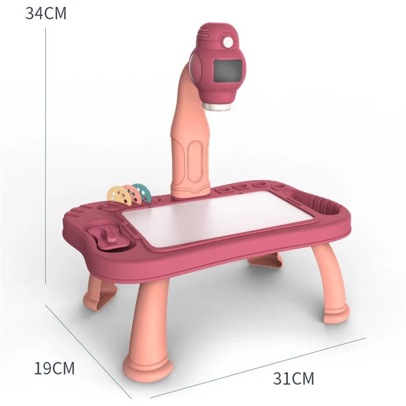 Children Led Projector Art Drawing Table Set Kids Painting Board Desk Arts Crafts Educational Learning Paint Tools Gift For Girl