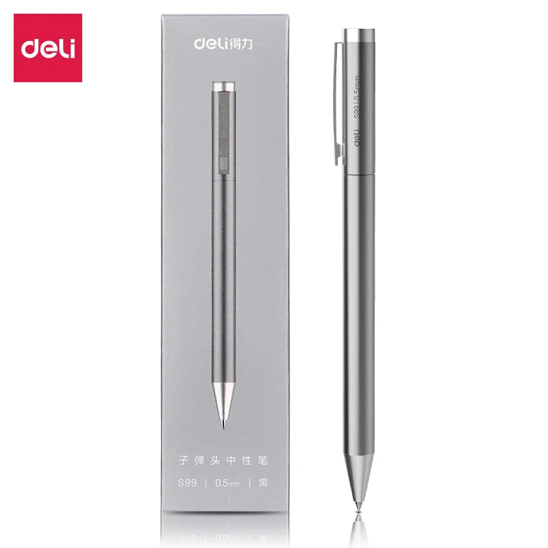 DELI Premium Metallic Signature Pens 0.5mm Gold Silver Gel Ink Smooth Writing Pens for Signing Certificates Awards Menus