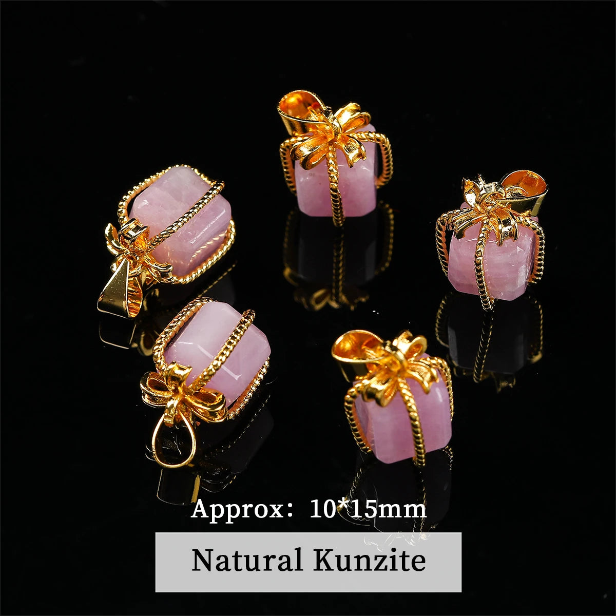 1 Pc Natural Stone Kunzite Bead Carved Cute Lucky Charm Pendants For Jewelry Making DIY Bracelet Necklace Accessories