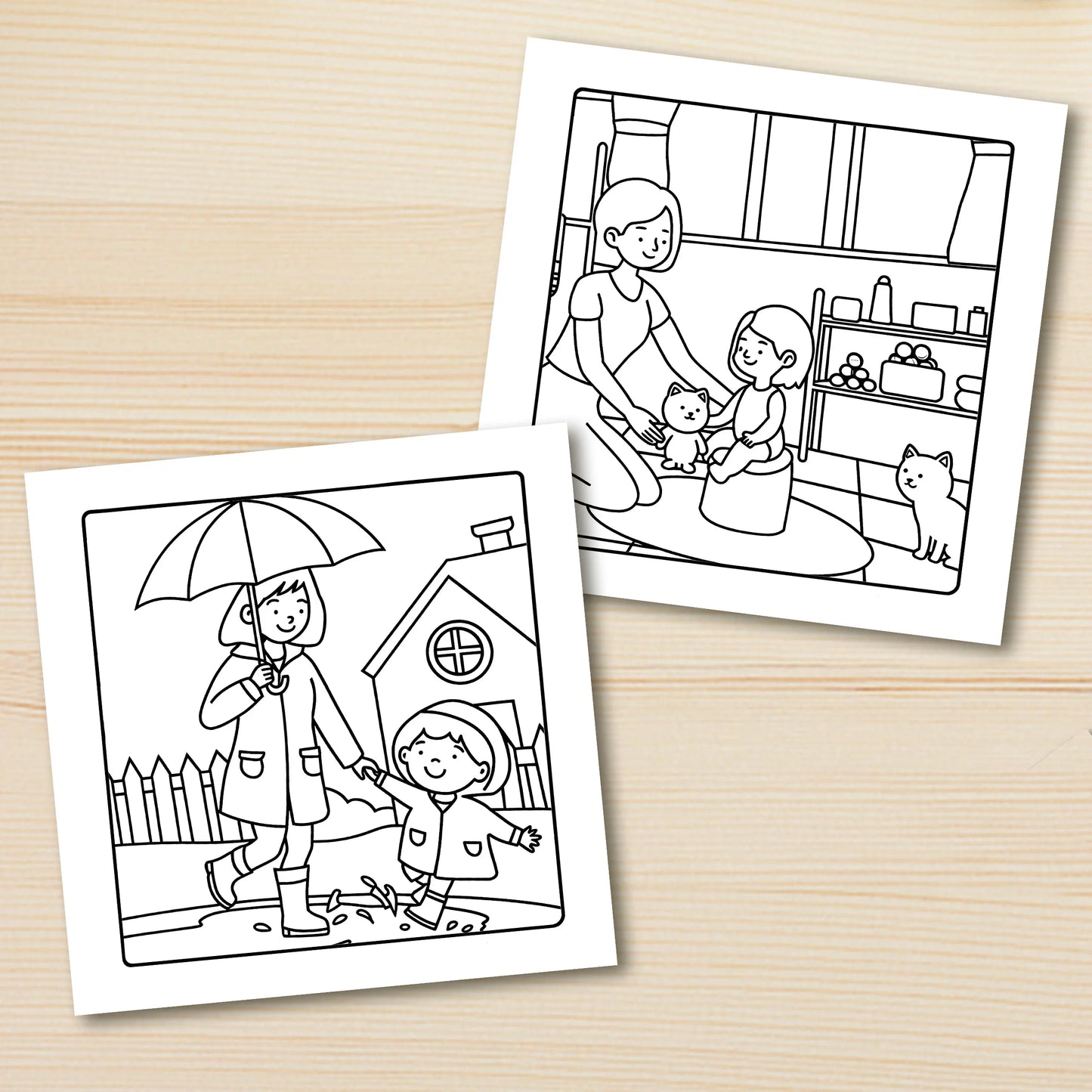 MOM MOMENTS : Coloring Book for Adults Featuring Cute Cozy Daily Activities for Relaxation (Cozy Spaces Coloring)