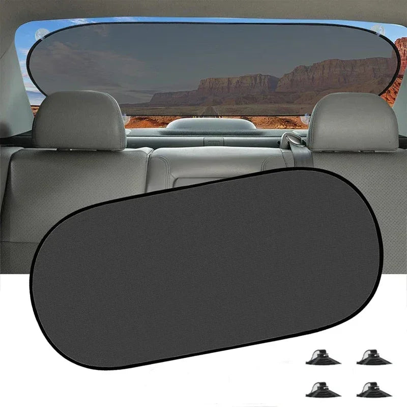 100x50cm UV Protection Folding Car Rear Window Sunshade - Universal Mesh Visor with Suction Cups, Summer Essential