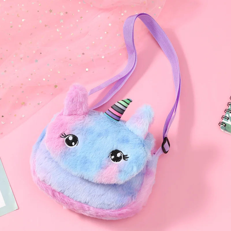 Unicorns Cartoon School Book Bag Backpacks Cute Fashion 3D Fur Backpacks For Girls Travel Backpack Children Schoolbag Kids Gift