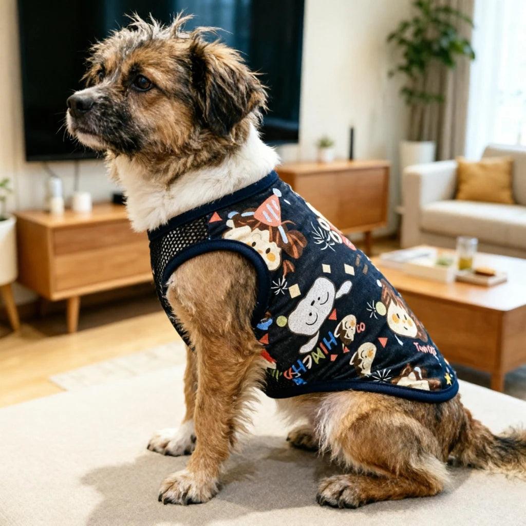 Cartoon Mesh Dog Vest Breathable Summer Pet Clothes for Small Dog Cat Chihuahua Yorkshire T-Shirt Puppy Sleeveless Cooling Shirt