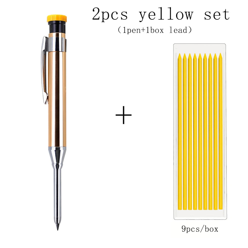 6Colors 2.8mm Metal Solid Carpenter Mechanical Pencil with Sharpener 2B Lead Core Deep Hole Construction Marking Scriber Tool