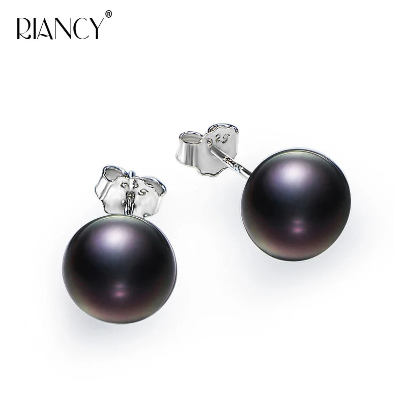 Classic Natural Freshwater Pearl white pink purple black gray 925 sterling silver Stud Earring Jewelry for Women Super Deal