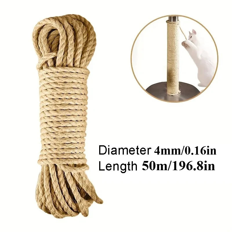 20/50M Natural Sisal Rope Cat Scratcher Rope Tree Scratching DIY Toy Paw Claw Furniture Protector Scratching Post