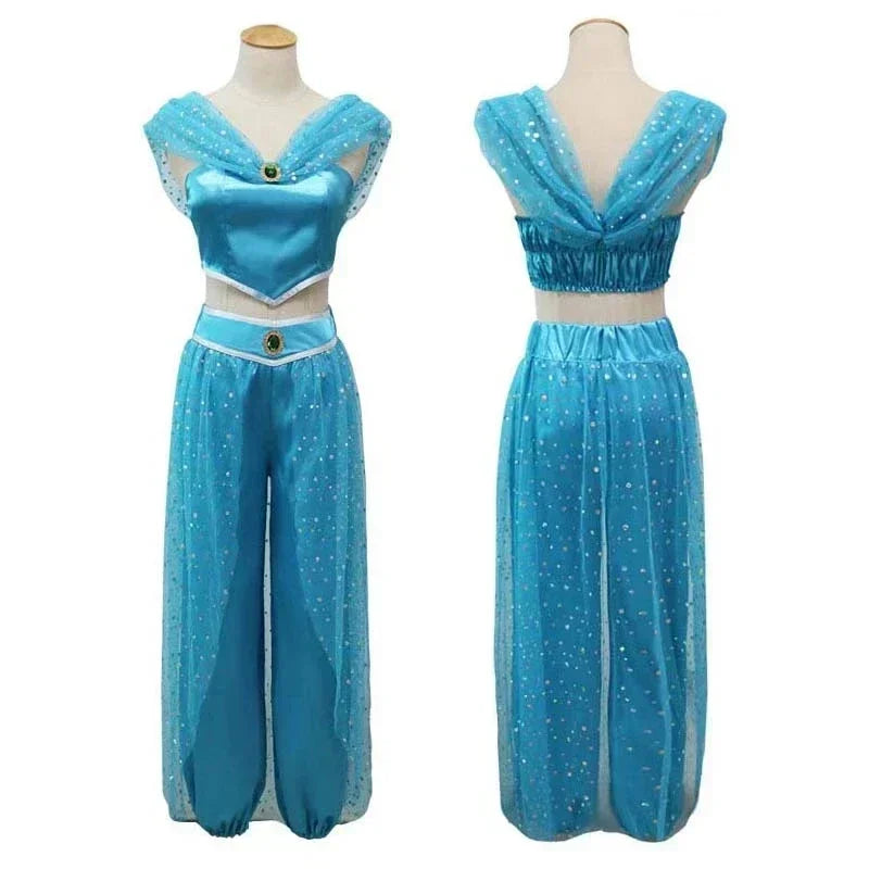 New 2025 Aladdin J Cosplay Adult Kids costume men Women Halloween Party Dress Jasmine costume set Princess fancy Outfit