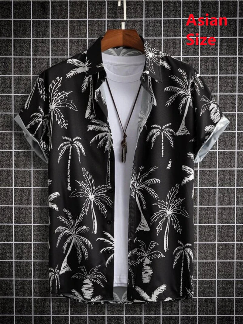 Summer Flower 3D Print Top Men's Summer Hawaii Beach Shirts Outdoor Party Men's Breathable Short Sleeve Street Social Apparel
