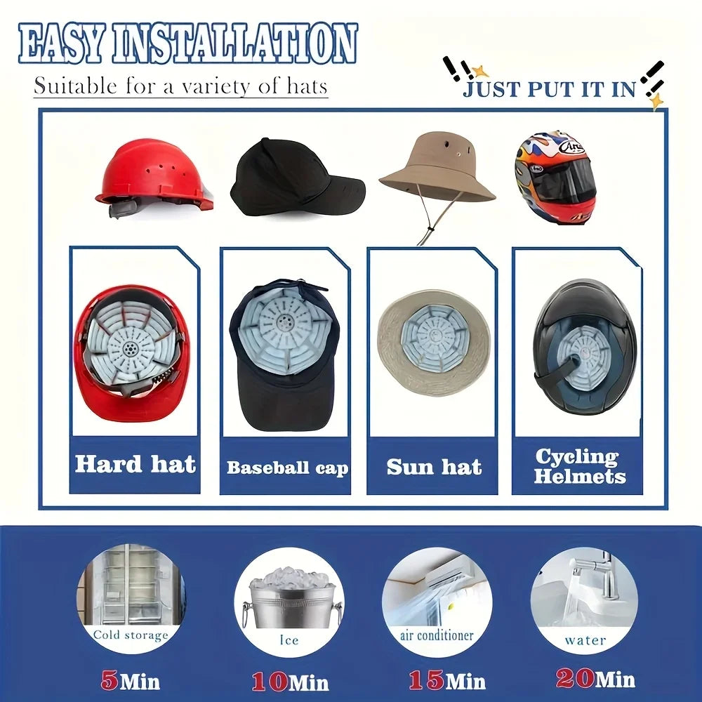 PCM Cooling Cap Liner Adjustable Ice Pad for Summer Universal Hat Fit with Instant Cooling Gel for Outdoor & Hot Weather