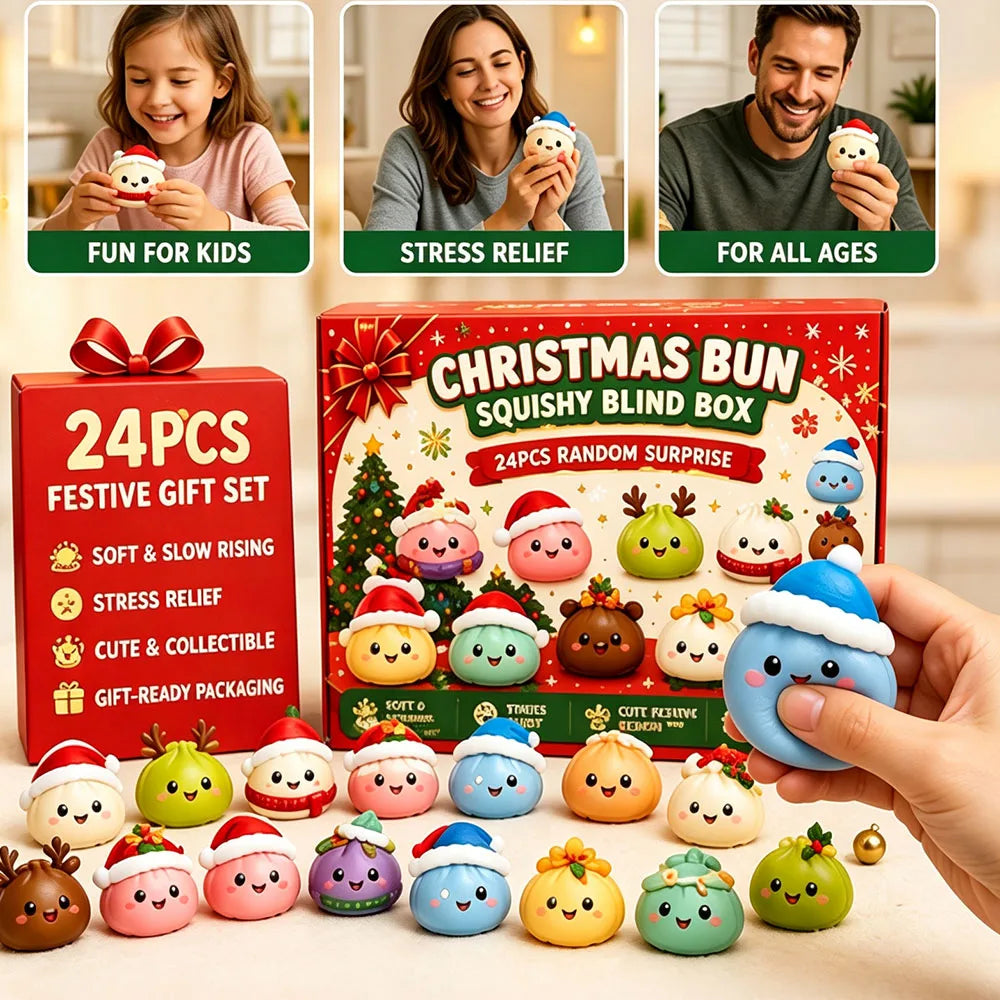 Squishy 2026 Christmas Advent Calendar, 24 Days Countdown Surprise Box, Dumpling Slow Rebound Squishies Squeeze Sensory Gift