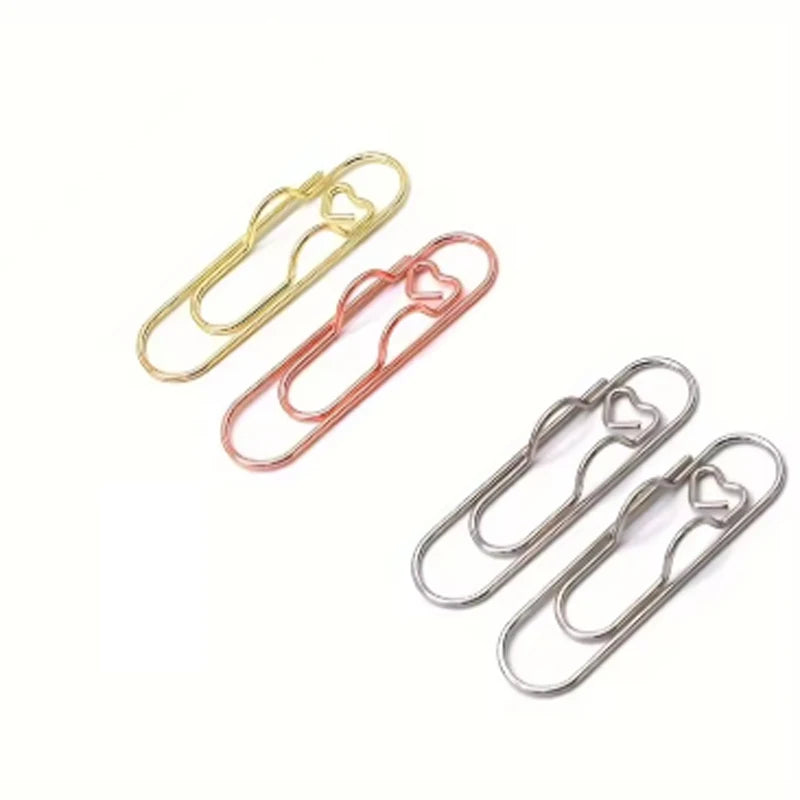 4Pcs Love Shaped Pen Clip Multifunctional Paper Clip Cute Notebook Fixed Buckle Stationery Accessories for School Office Journal