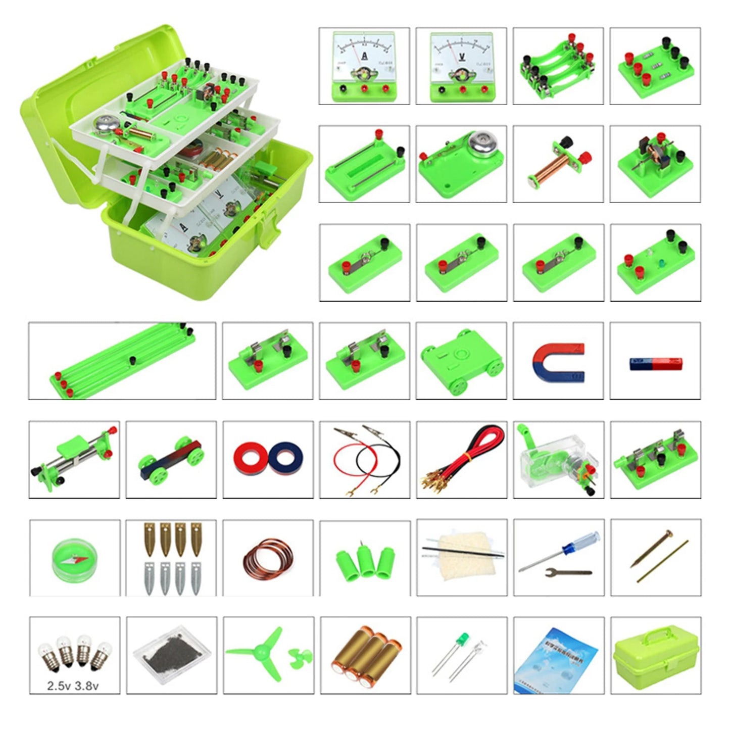 Portable Science Lab Education Kit Electricity Experiment Set Building Circuits Electricity Discovery Toy for Kids Senior