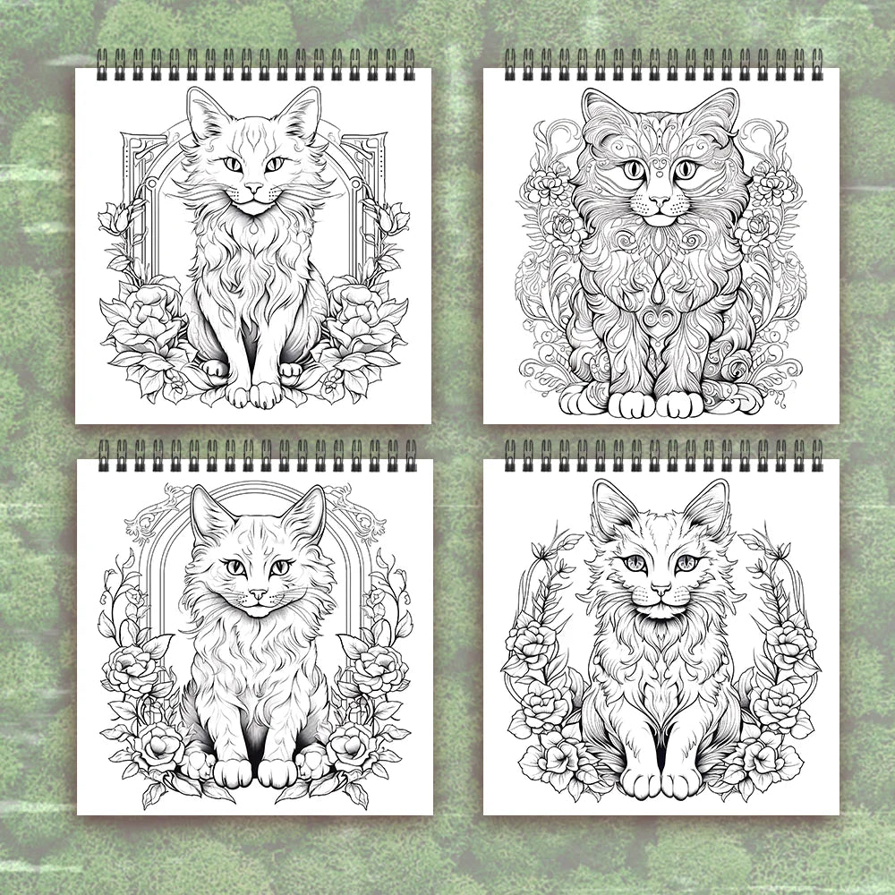 Adult coloring book - 30 Sheets Women's spiral coloring book, 8.3x 8.3 inches, drawing book, birthday gift, holiday party gift