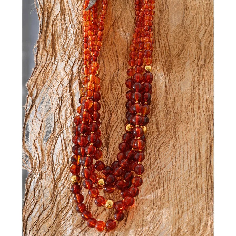 Yhpup 7 Color Fashion Beads Layered Statement Necklace 2025 Tarnish Resistant Charm Resin Trend Jewelry Christmas Gift for Women