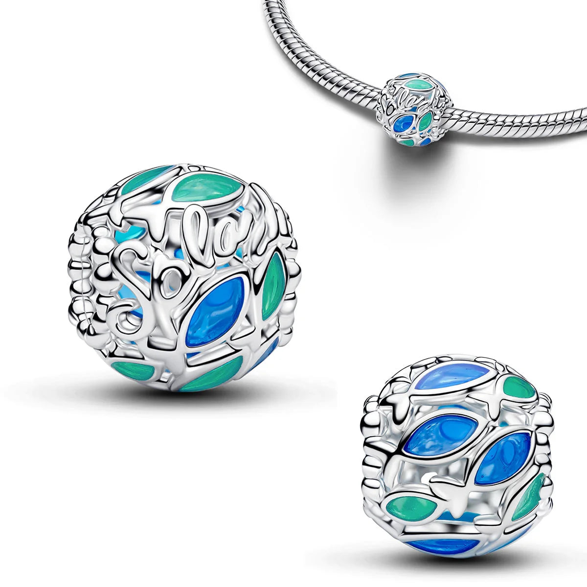 S925 Silver Plated Pave Charm Bead Ice Cream Whistle Stamp Nature Biology Crab Anchor Sun Face Heart DIY Bracelet Fine Jewelry