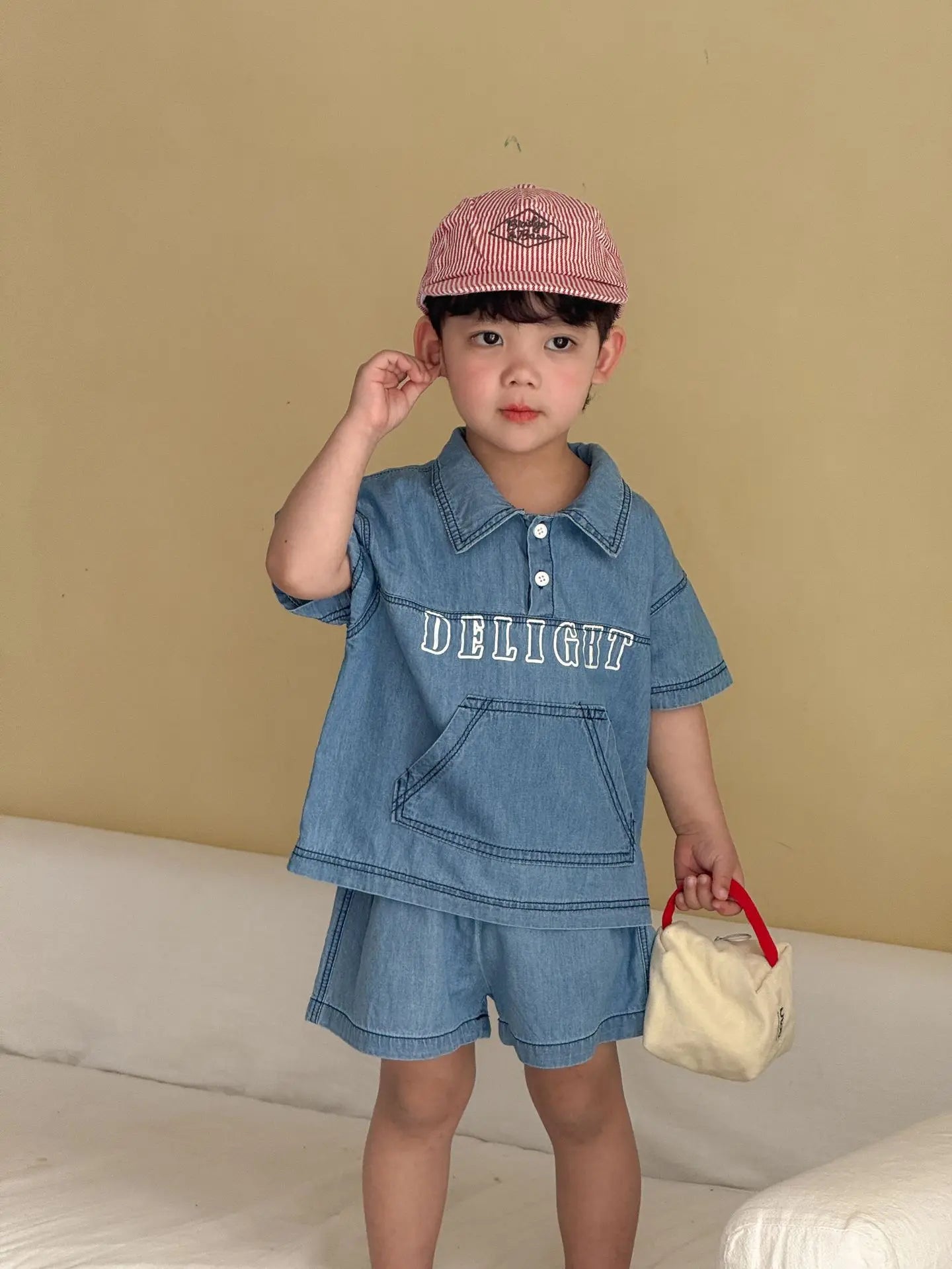 Childrens Summer Denim Set 2026 New Summer Clothes for Girls Loose and Casual Boys Short Sleeved Shorts Baby Clothes