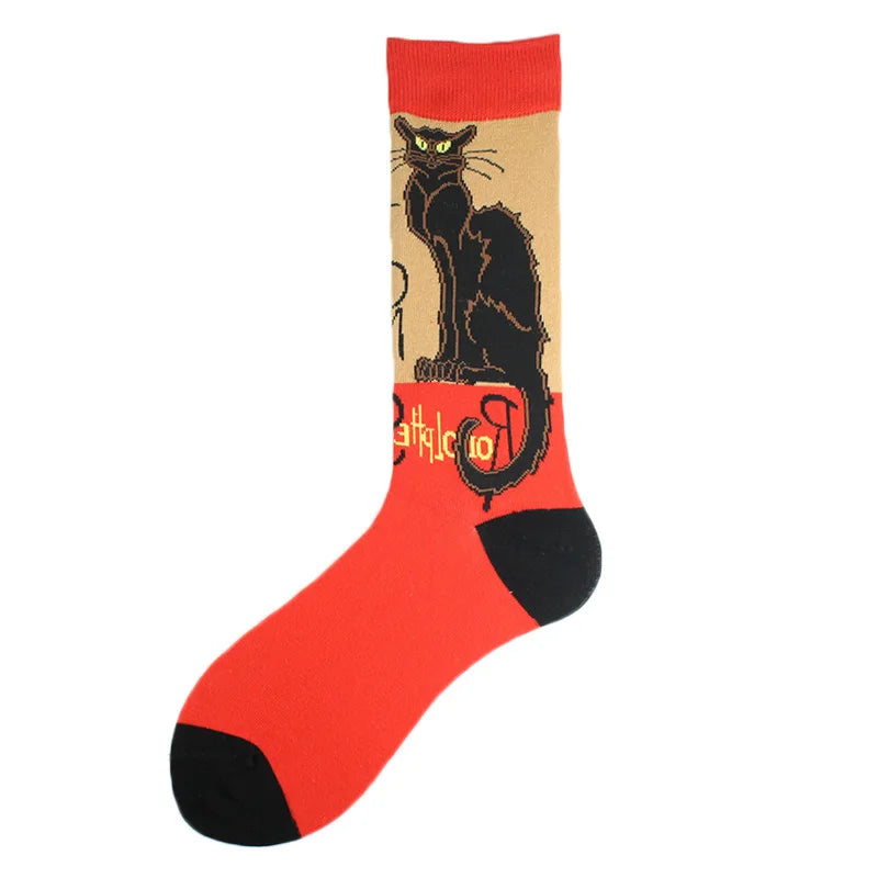 Happy Colorful Funny Socks Men Skateboard Shark Dinosaur Astronaut Planet Divertidos Hip Hop Sokken Harajuku Unisex Crew Socks